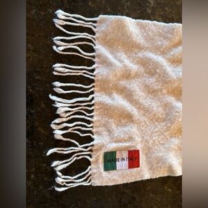 Made in Italy Winter White 100% Wool Neck Scarf with Fringes 64x12